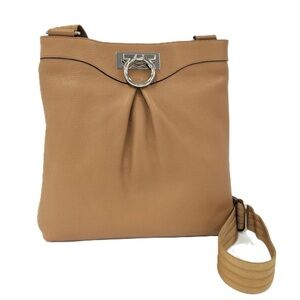 Salvatore Ferragamo Tan Crossbody Bag with Silver Accent